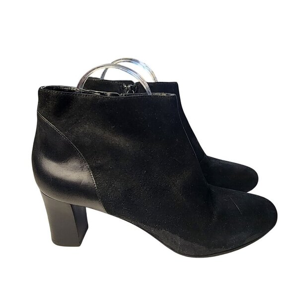Cole Haan Genuine Suede & Leather Zip Ankle Boots Black Size 9 - Picture 1 of 15